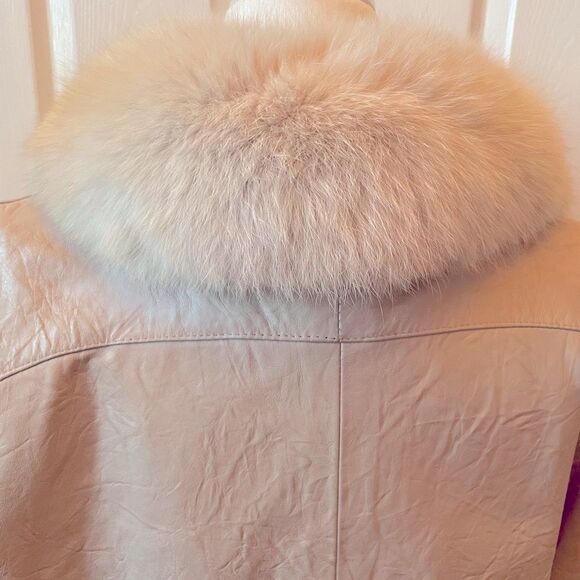 FOX FUR TRIMMED LEATHER COAT J. PERCY FOR MARVIN RICHARDS 80’s VINTAGE - Picture 8 of 10